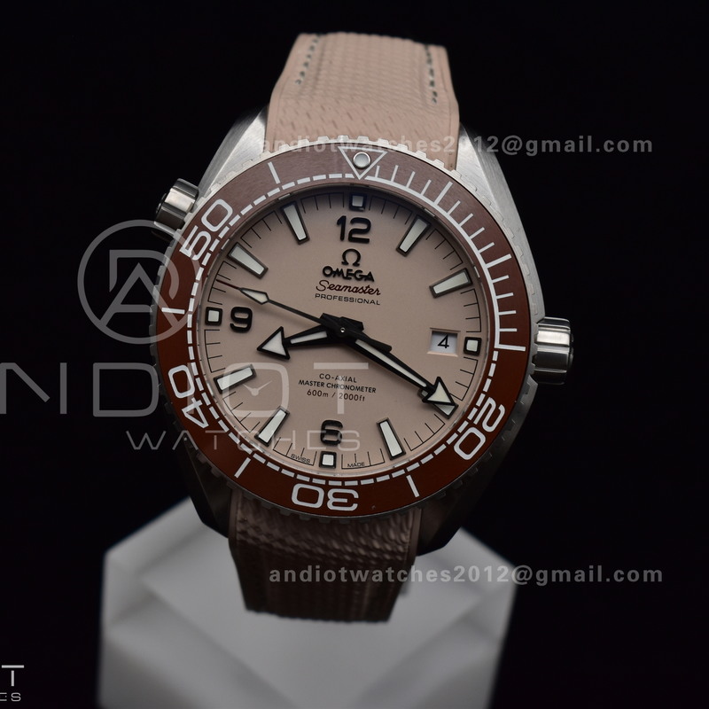 Planet Ocean 43.5mm SS VSF 1:1 Best Edition Brown Bezel Sand Dial on Sand Rubber Strap A8900 Super Clone